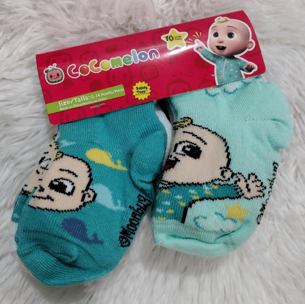 Cocomelon 10 Pair Multi-Pack Socks Shoes Size 12-24 Months New